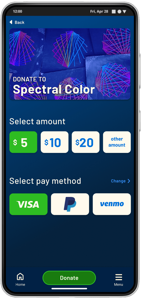 4cdonations mobile app amount screen