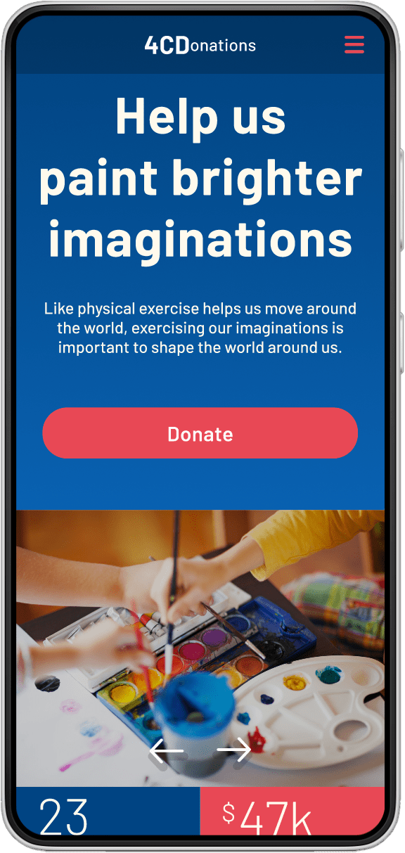 4cdonations mobile website homepage