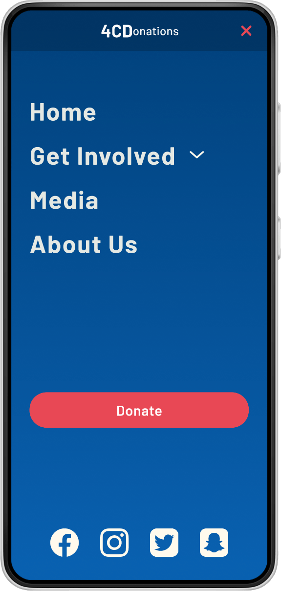 4cdonations mobile website first donate screen