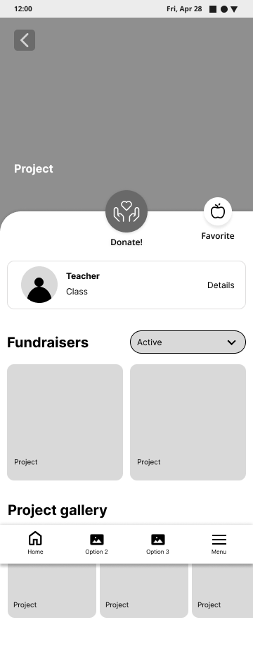 4CDONATIONs, lo-fi mobile app project page