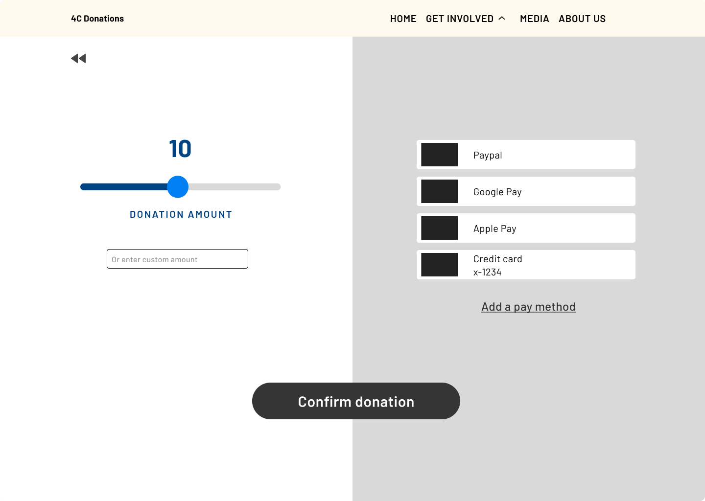 4CDONATIONs, digital lo-fi desktop donation screen